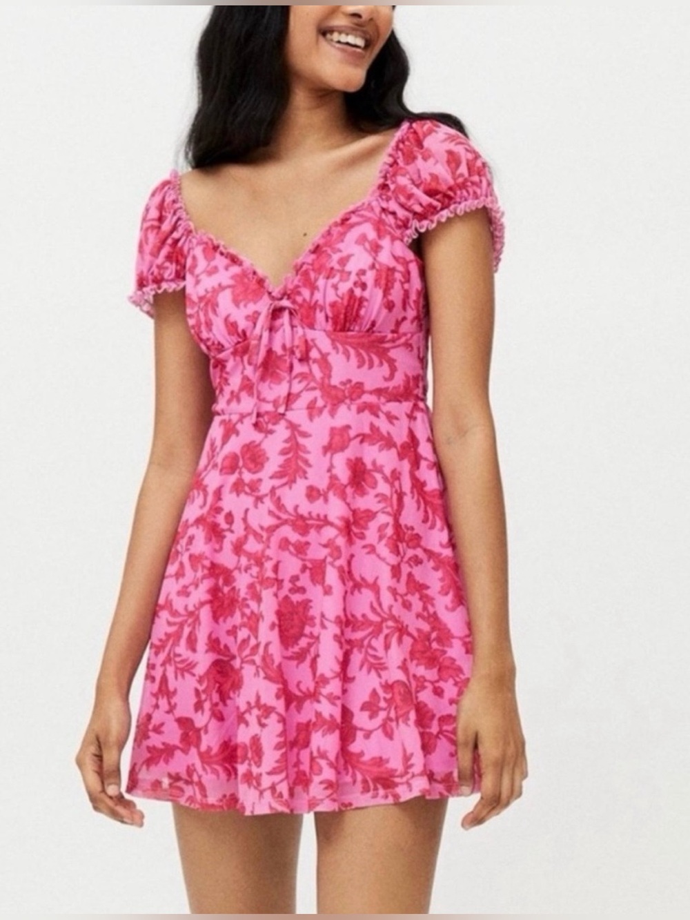 Urban Outfitters Audrey Floral Mesh Mini Dress